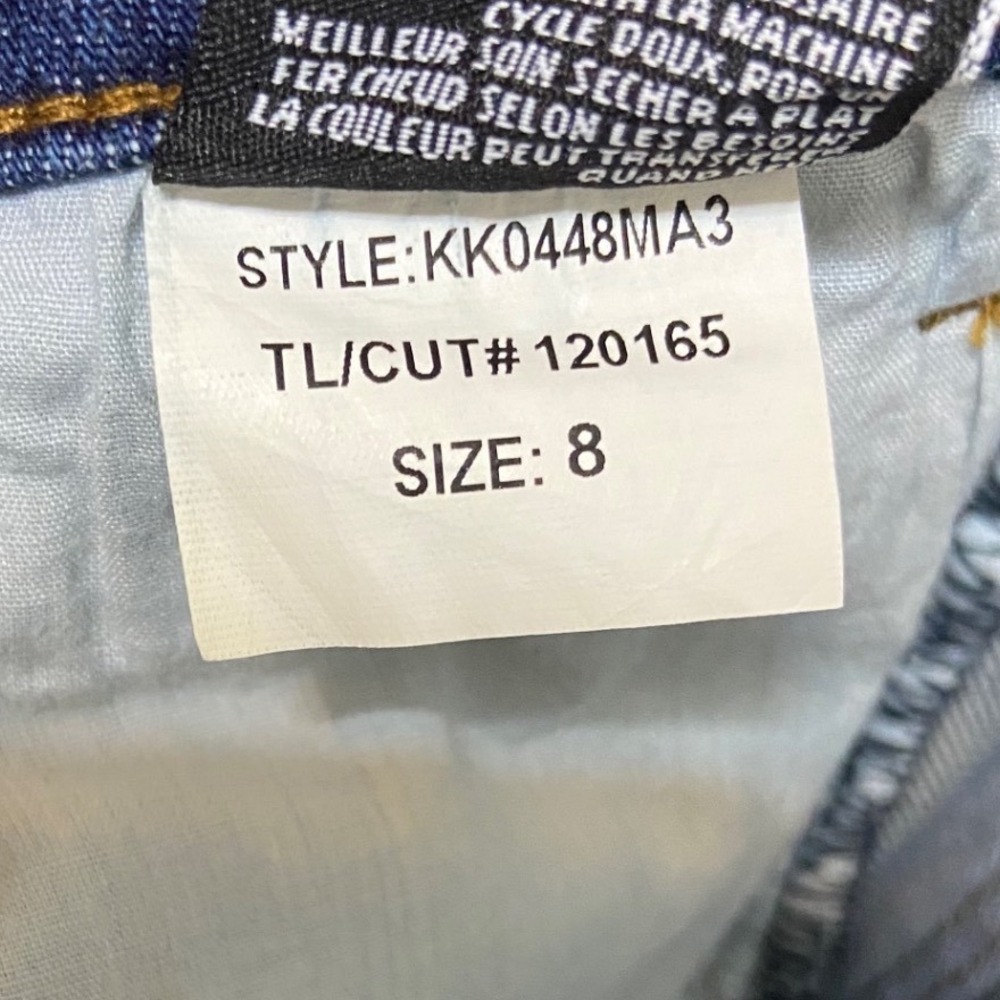 KUT from the Kloth Connie Denim Skirt Medium Wash Raw Hem Size 8 Distressed Slit - Picture 6 of 13